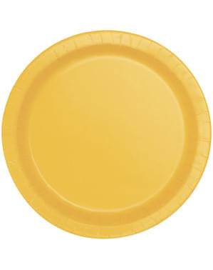 Set 8 piring dessert kuning - Warna Garis Dasar