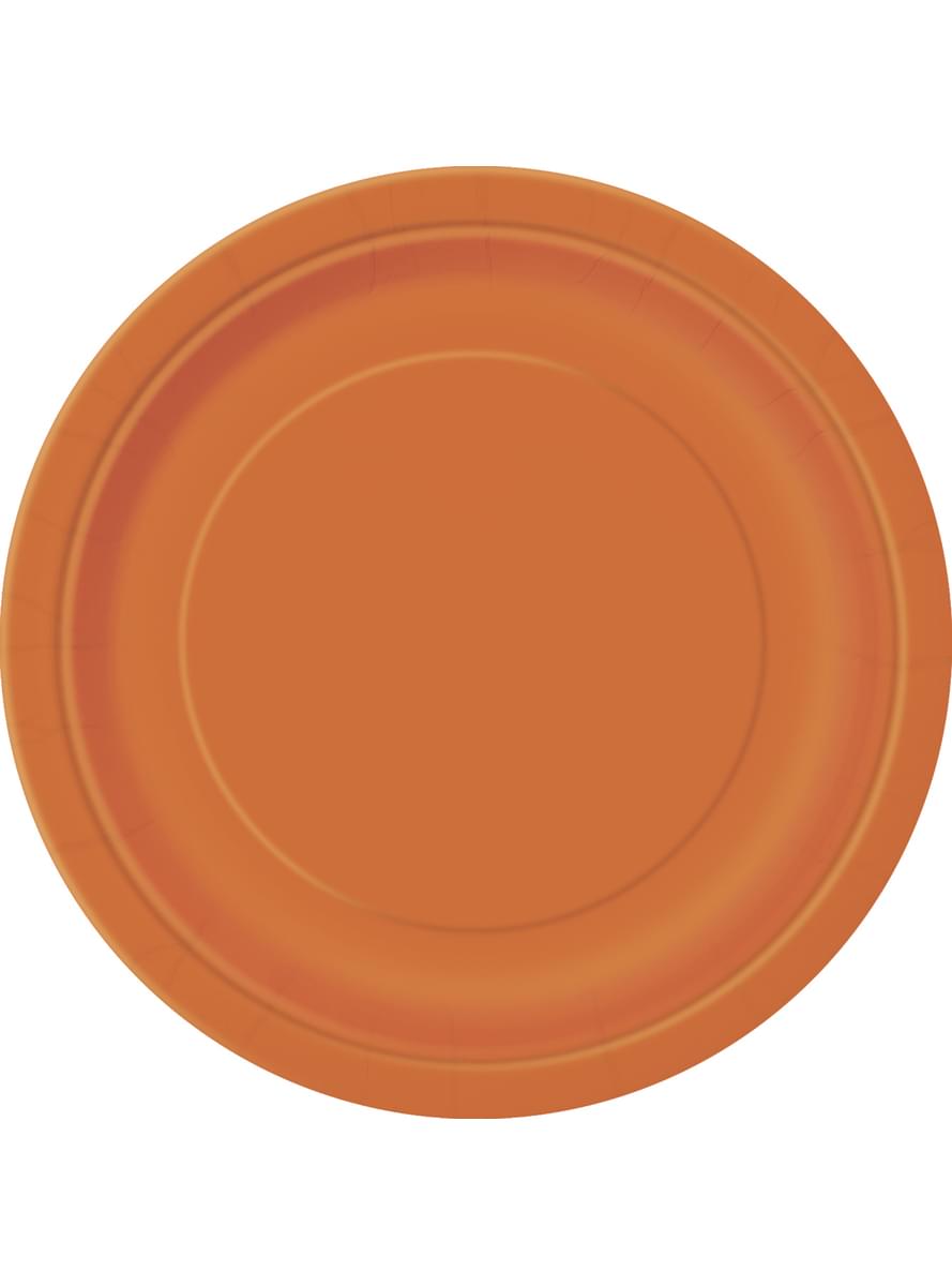 8 grandes assiettes oranges - Gamme couleur unie