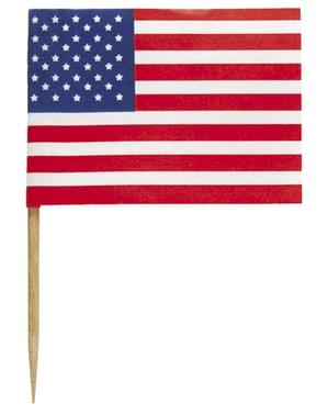 30 American Flag Cake Toppers - American Party