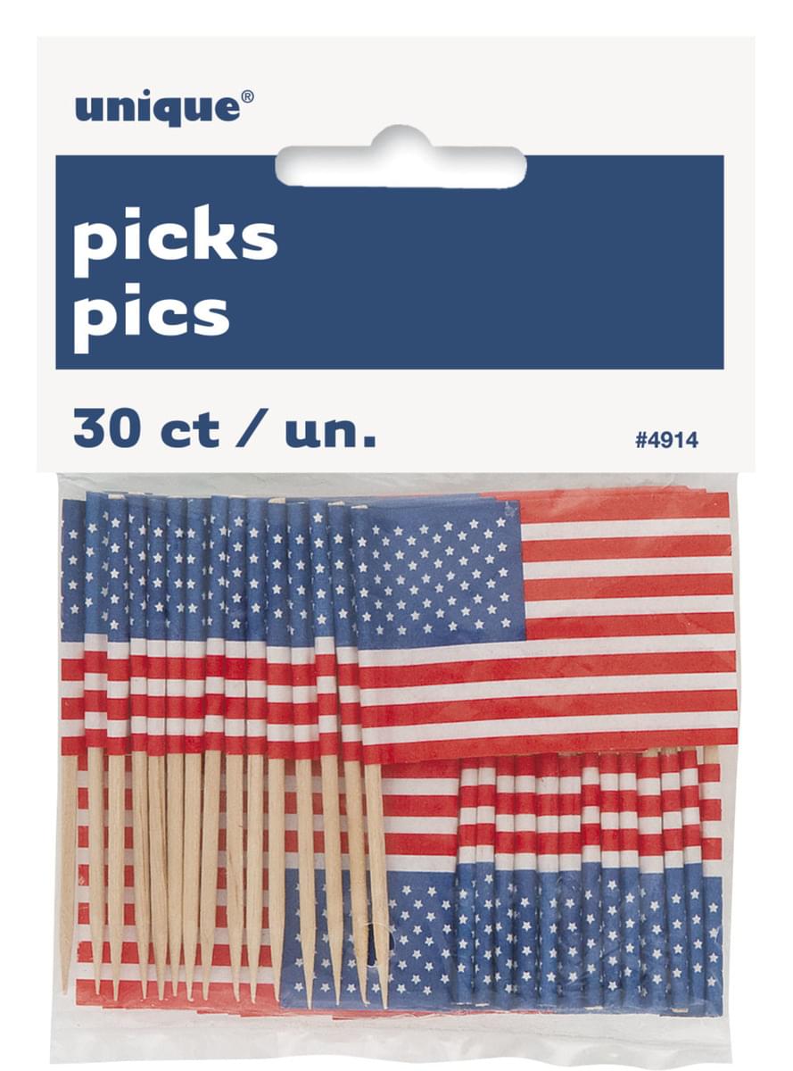 30 Palitos decorativos Bandeira USA - American Party