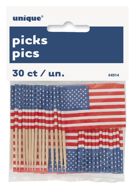 30 USA Flaggen Deko-Fähnchen - American Party