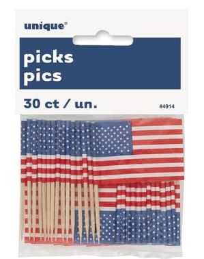 30 Amerikansk Flagg Kaketopper - Amerikansk Party