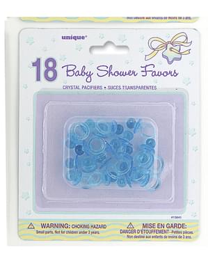 Zestaw 18 niebieskich smoczków do dekoracji stołu na Baby Shower