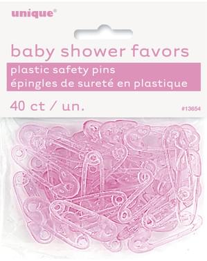 40 épingles à nourrice de bébé décoratifs couleur rose