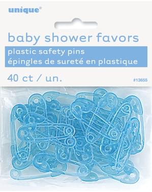 Zestaw 40 niebieskich agrafek do pieluch do dekoracji stołu na Baby Shower