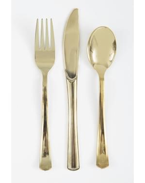 Plastik-Besteck Set gold - Basic-Farben Kollektion