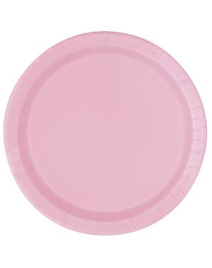 Sett med 8 lys rosa dessert tallerkener - Basic Line Colours