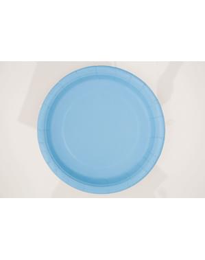 Sett med 8 himmelblå tallerken - Grunnleggende Farger Kolleksjon