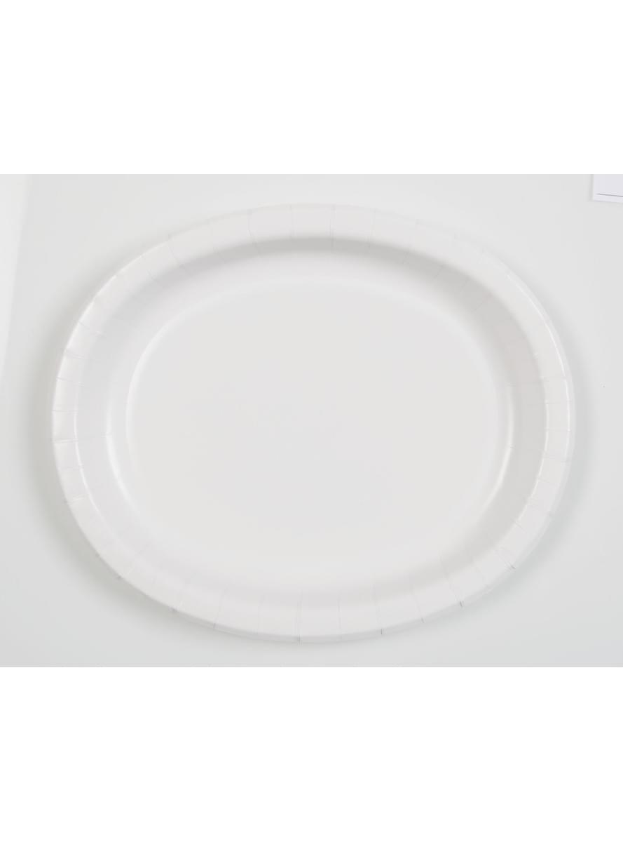 8 plateaux ovales blancs - Gamme couleur unie