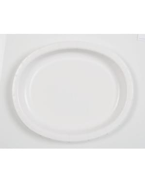 Ovale Teller Set weiß 8-teilig - Basic-Farben Kollektion