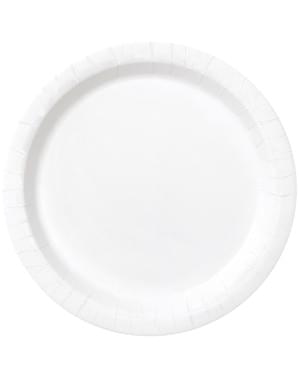 20 Beyaz Tatlı Tabağı - Temel Çizgi Renkleri