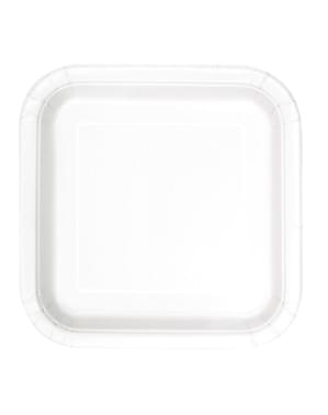 Set 14 piring kotak putih - Garis Warna Dasar