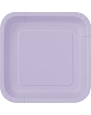 Set of 14 lyse lilla firkantede tallerkner - Basale farver linje