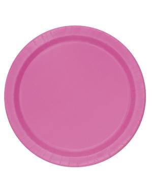 8 assiettes à dessert roses - Gamme couleur unie