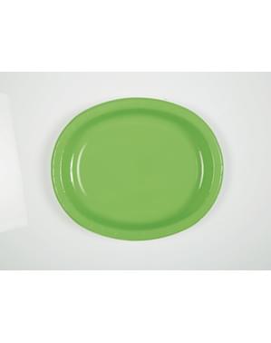 8 plateaux ovales verts- Gamme couleur unie