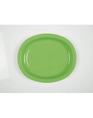 Ovale Teller Set lindgrün 8-teilig - Basic-Farben Kollektion