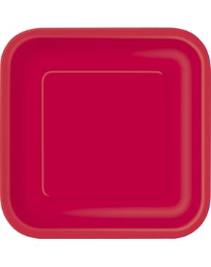 14 pratos grandes quadrados vermelho (23 cm) - Linha Cores Básicas