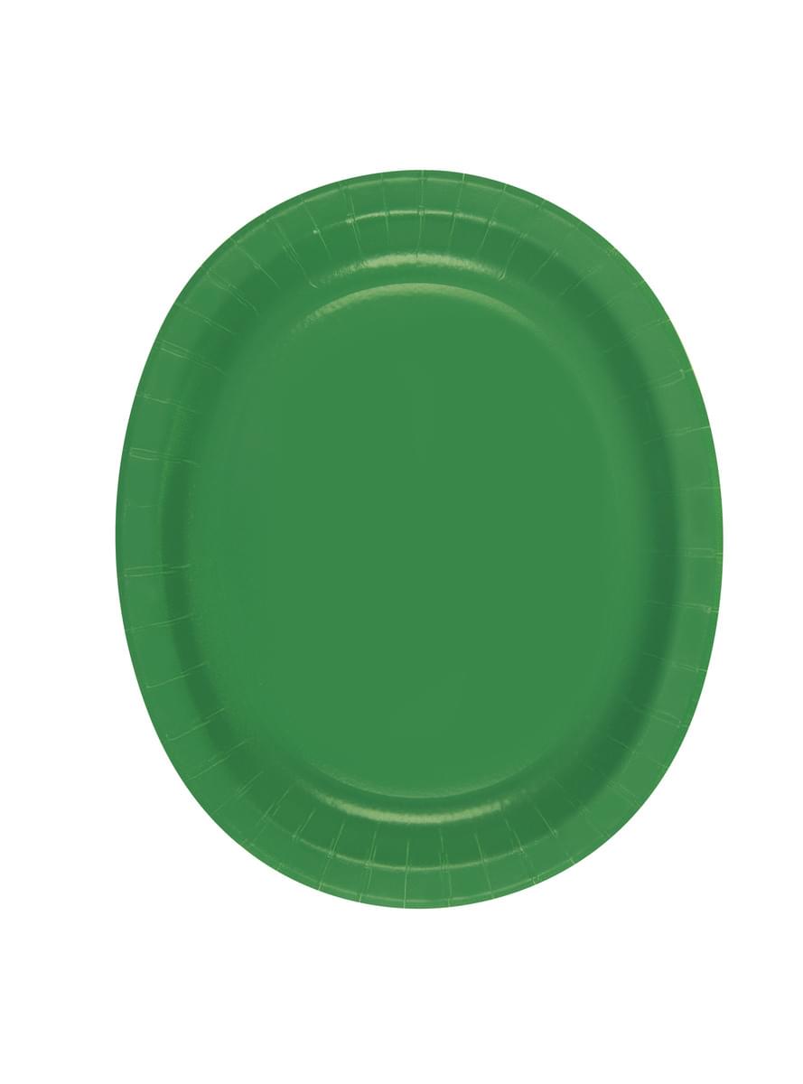 8 plateaux ovales verts esmeralda - Gamme couleur unie