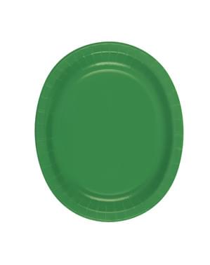 Sada 8 oválných táců smarahdově zelených - Základní barevná řada