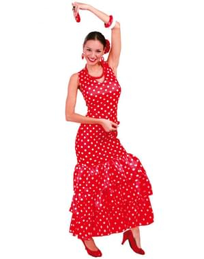 Seviljski flamenko kostum v rdeči barvi