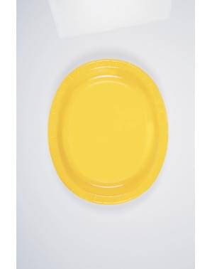 Комплект от 8 жълти овални тави - Line Basic Colors