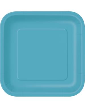 Комплект от 14 квадратни плочи от аквамарин - Line Basic Colors