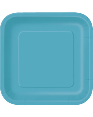 Sada 14 hranatých talířů modrozelených - Základní barevná řada