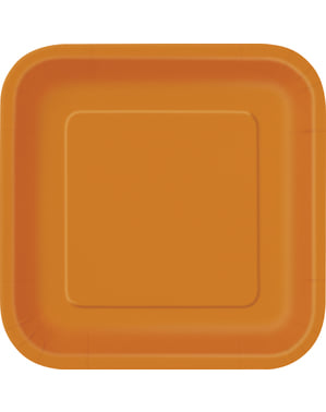14 farfurii pătrate mari portocalii (23 cm) - Gama Basic Colors