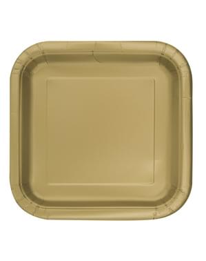 Set 16 piring makanan penutup emas persegi - Basic Line Colors
