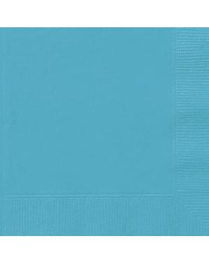 20 serviettes en papier bleu aigue-marine - Gamme couleur unie