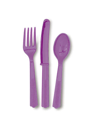 Set di posate di plastica color viola -Linea Colori Basic
