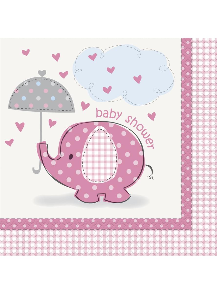 16 grandes Serviettes en papier roses - Umbrellaphants Pink