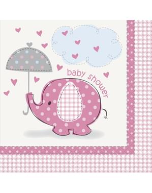 16 guardanapos grandes cor-de-ros (33x33 cm) - Umbrellaphants Pink