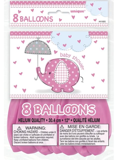 8 palloncini rosa It's a gir (30 cm) - Clothesline Baby Shower per