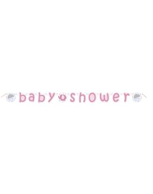 Розовая гирлянда Baby Shower - зонтики розовые