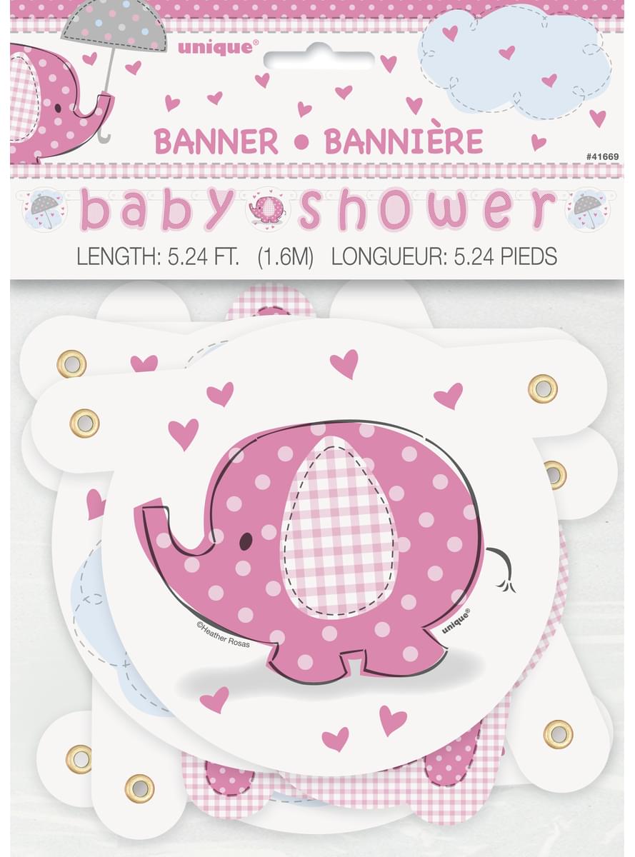 Festone Baby Shower rosa - Umbrellaphants Pink