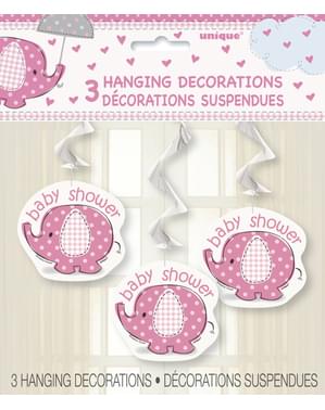 3 roze hangende decoraties - Umbrellaphants Pink