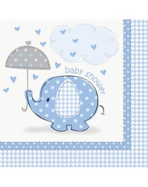 16 servietter i blå (33x33 cm) - Umbrellaphants Blue