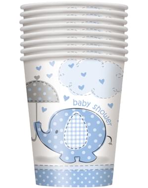 8 copos médios azuis - Umbrellaphants Blue