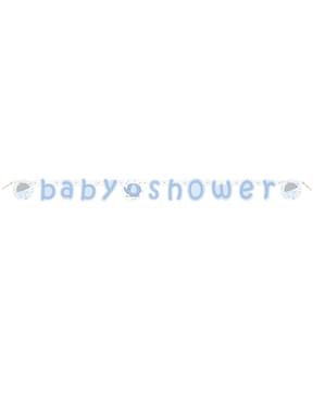 Niebieski banner na Baby Shower - Umbrellaphants Blue