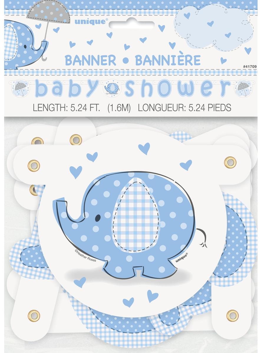Grinalda Baby Shower azul - Umbrellaphants Blue