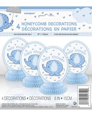 Sæt af 4 blå bord dekorationer - Umbrellaphants Blue