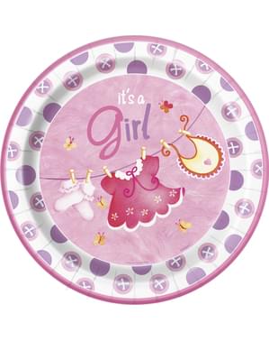 8 assiettes It`s a Girl - Clothesline Baby Shower