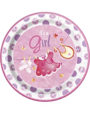 Set of 8 It's a Girl plates - Clothesline Baby Shower
