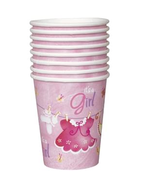 8 vasos It's a Girl! - Pink Clothesline Baby Shower