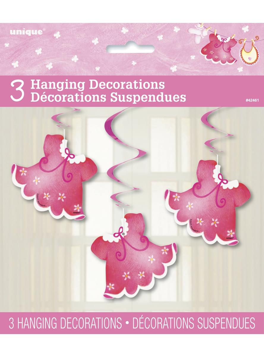 3 It's a girl hanging decorations - Clothesline Baby Shower
