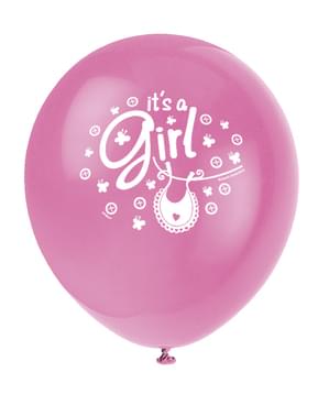 8 розови балона „It’s a girl!“ (30 cm) – Clothesline Baby Shower