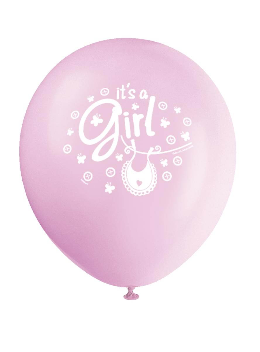 8 ballons roses It's a girl - Clothesline Baby Shower