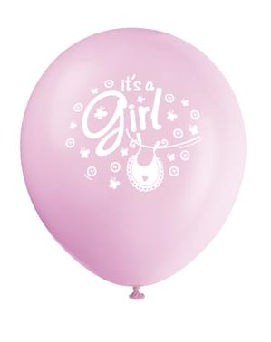 8 globos rosas (30 cm) - Pink Clothesline Baby Shower