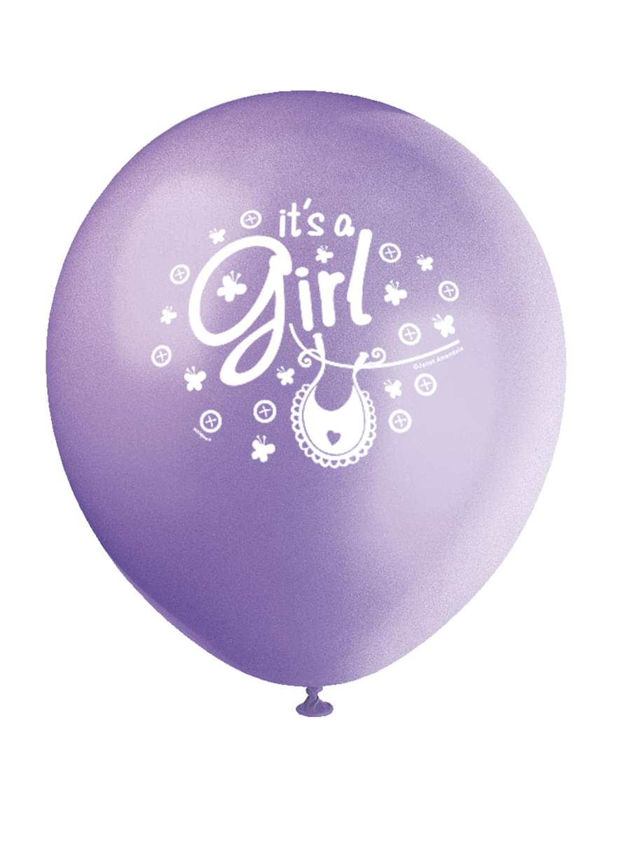 8 ballons roses It's a girl - Clothesline Baby Shower